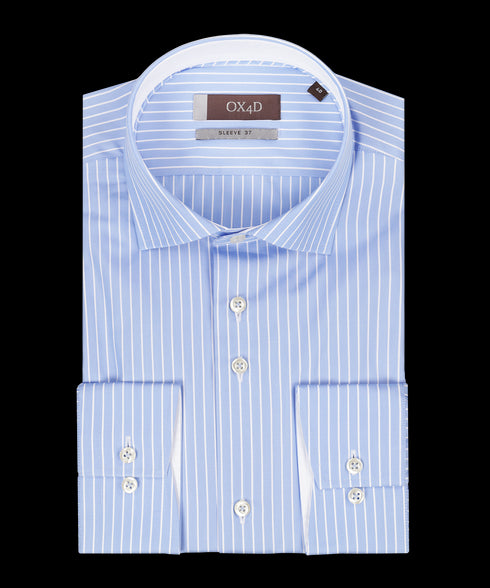 Blauw overhemd met witte strepen (Extra lange mouwen)